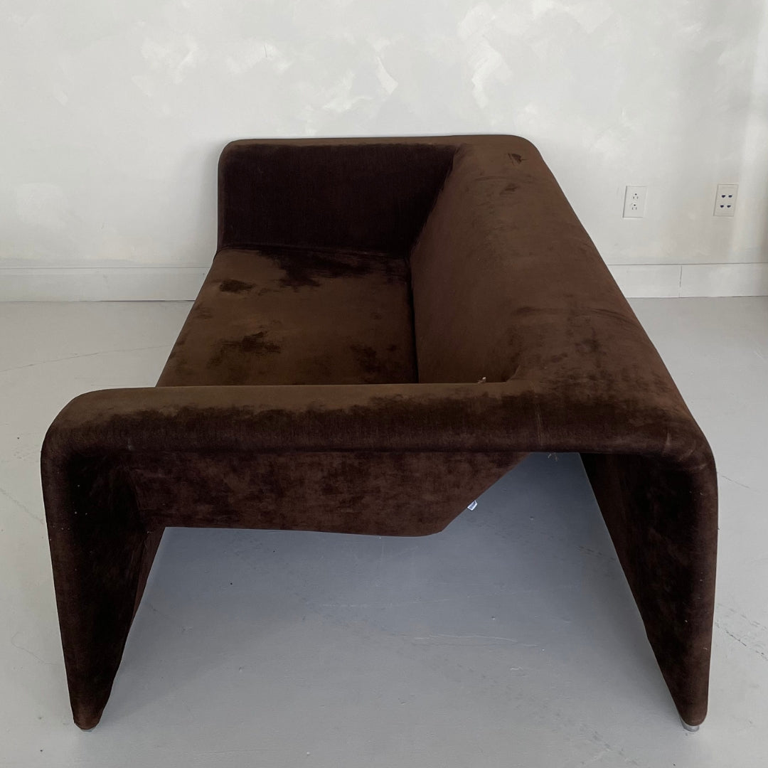 Brown Velvet Three Seater by Zanotta, 1980's