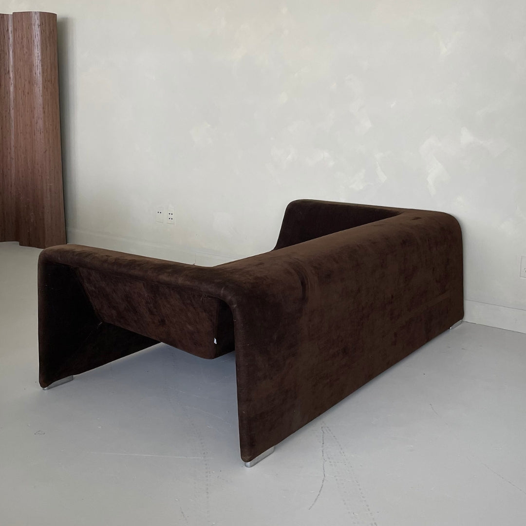 Brown Velvet Three Seater by Zanotta, 1980's