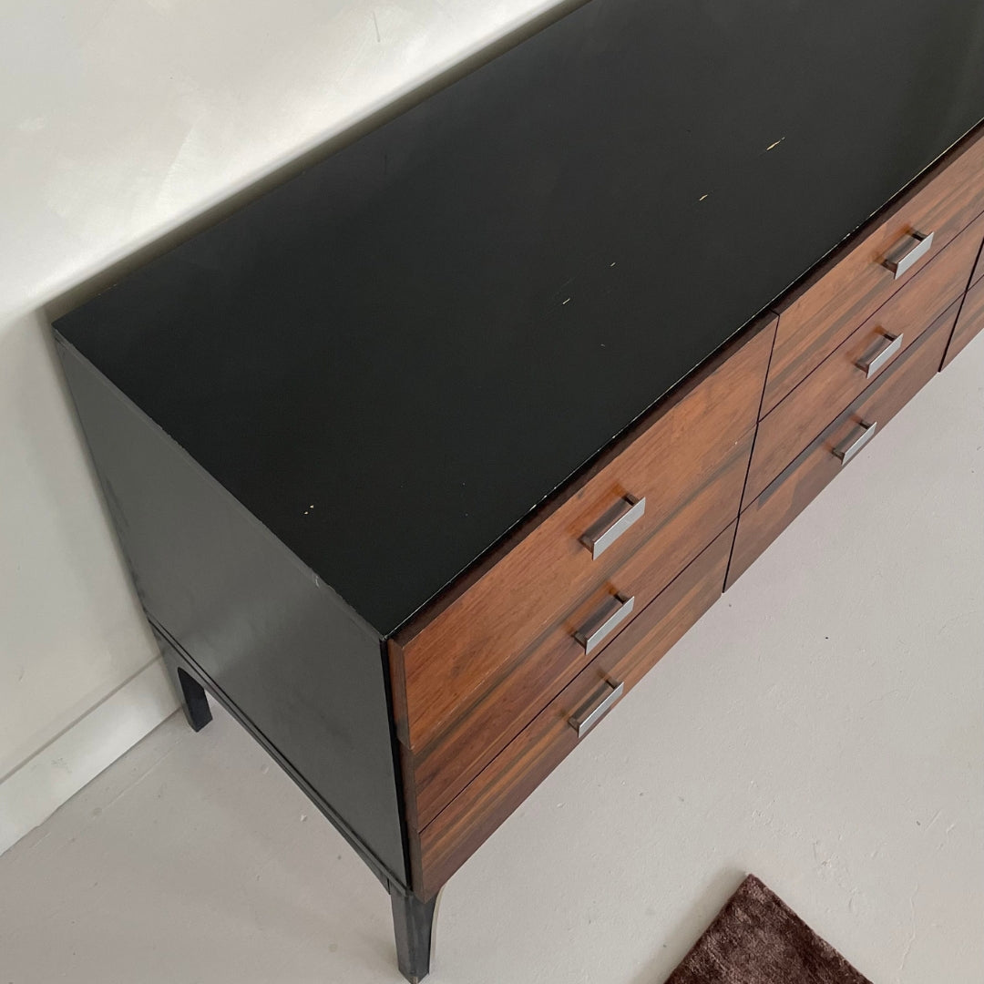 Rosewood and Chrome Credenza by Henri Vallières