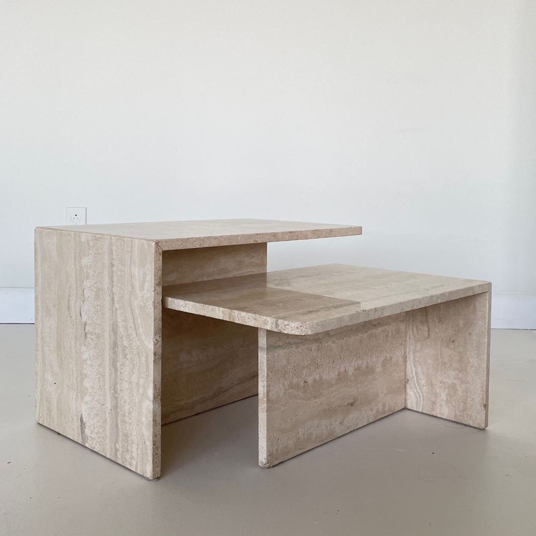 Vintage Travertine Coffee Table Set (S/2)
