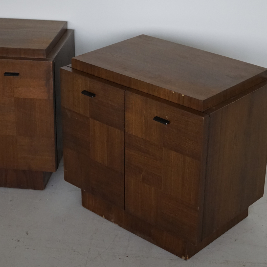 Brutalist Checkerboard Nightstands by Lane, Canada, 1970's