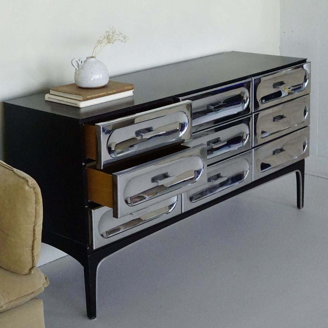 Nine Drawer Chrome Dresser by Henri Vallières, 1960's
