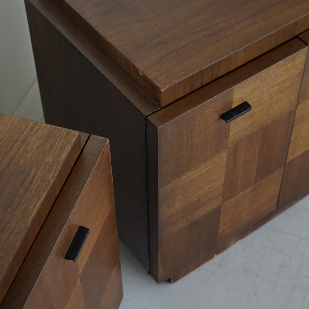 Brutalist Checkerboard Nightstands by Lane, Canada, 1970's