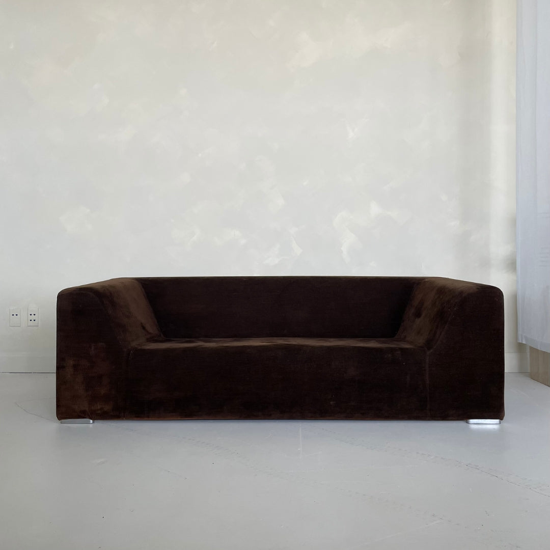 Brown Velvet Three Seater by Zanotta, 1980's