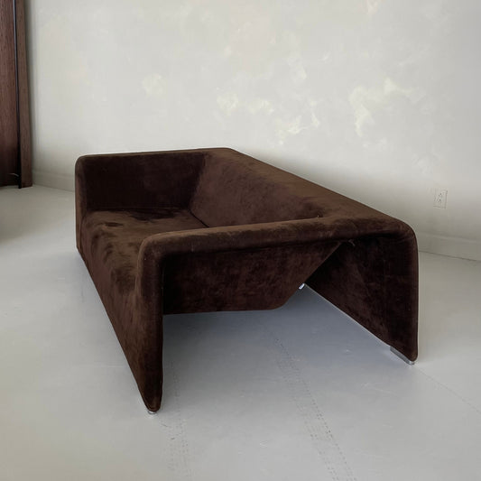 Brown Velvet Three Seater by Zanotta, 1980's