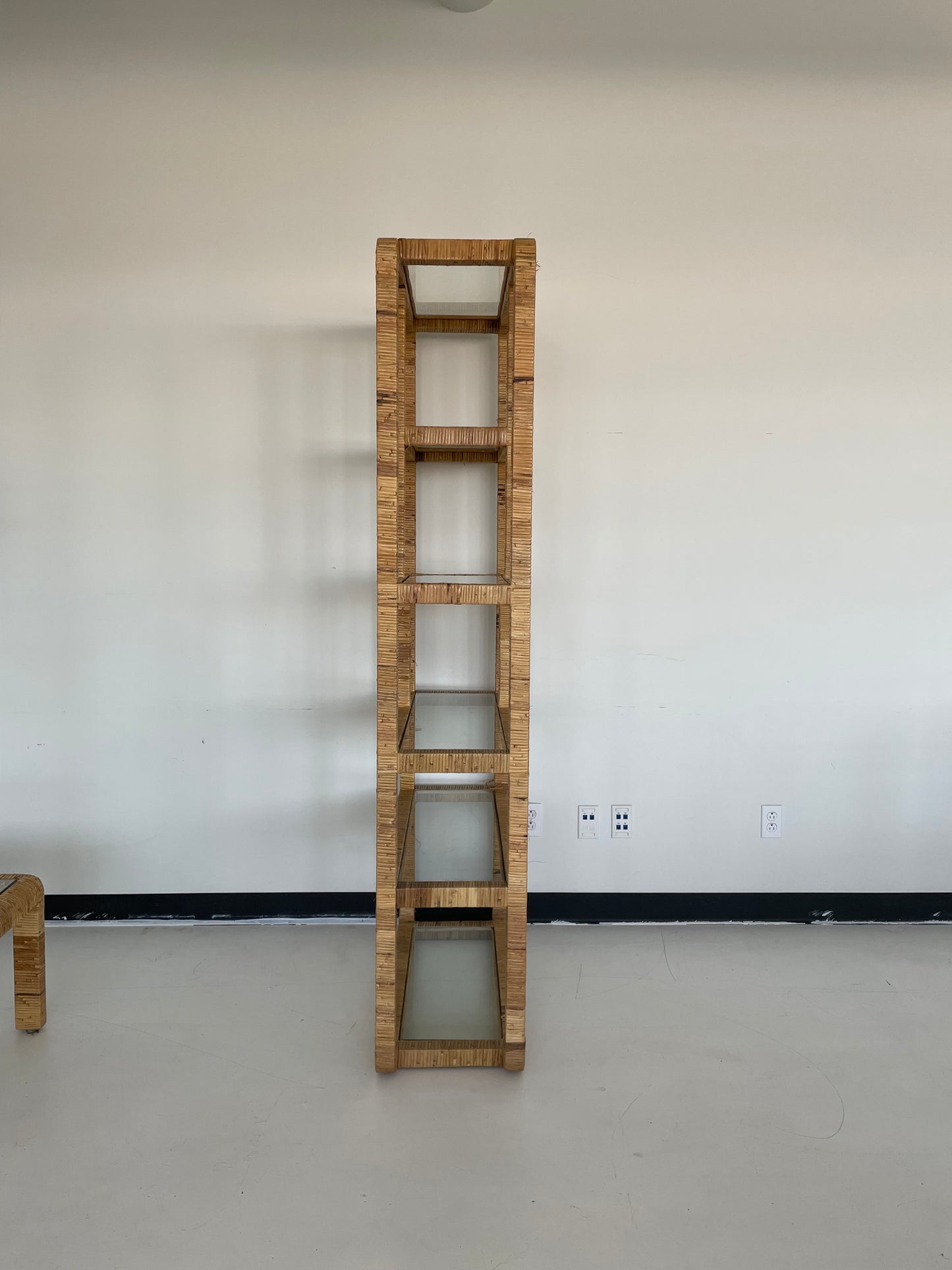 Vintage Rattan Wrapped Etagere/Bookcase