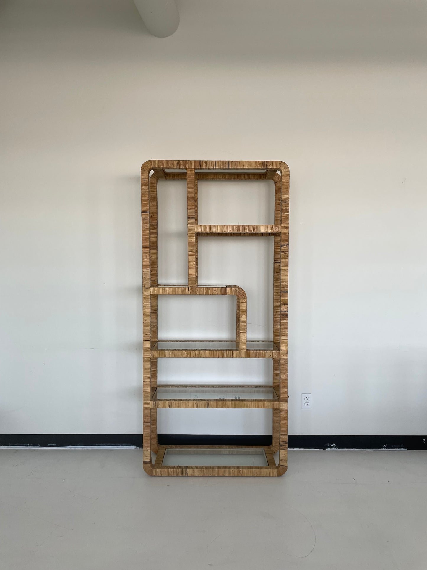 Vintage Rattan Wrapped Etagere/Bookcase
