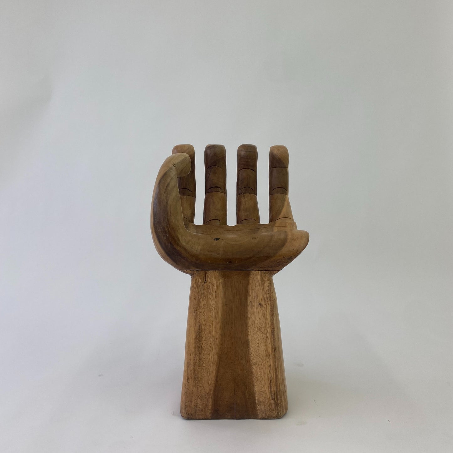 Hand-Shaped Carved Wooden Chair/Side Table