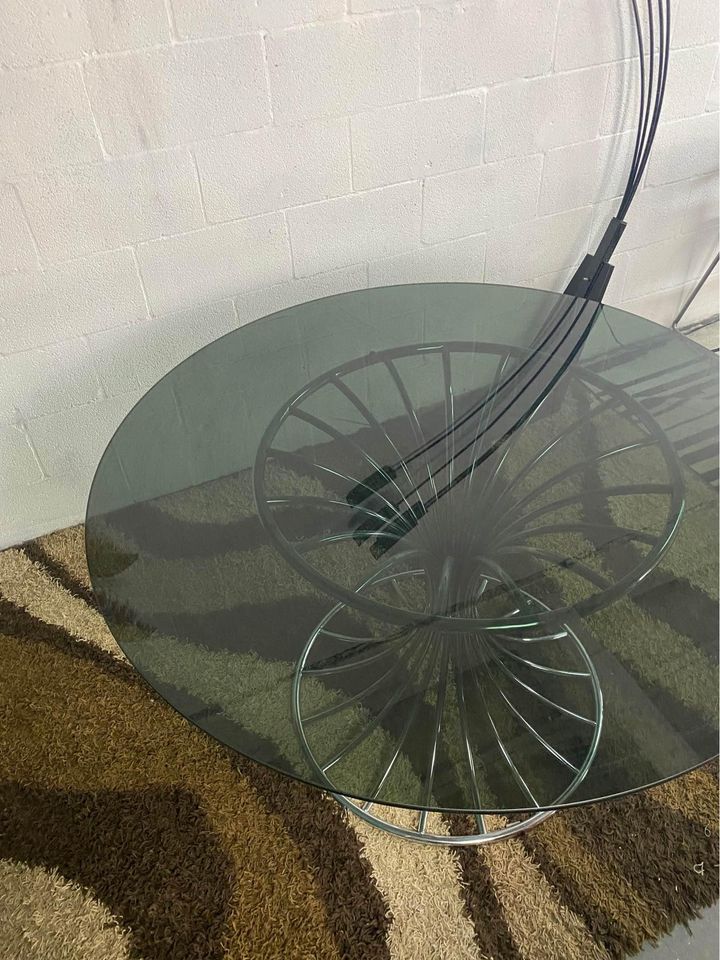Vintage Chrome Dining Table After Gastone Rinaldi, circa 1970