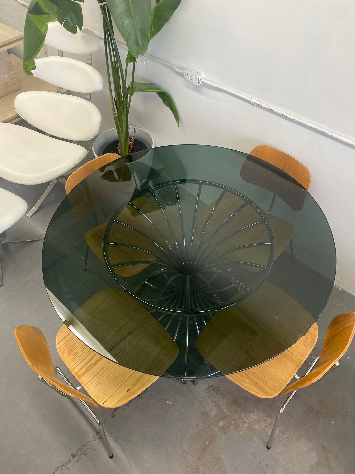 Vintage Chrome Dining Table After Gastone Rinaldi, circa 1970