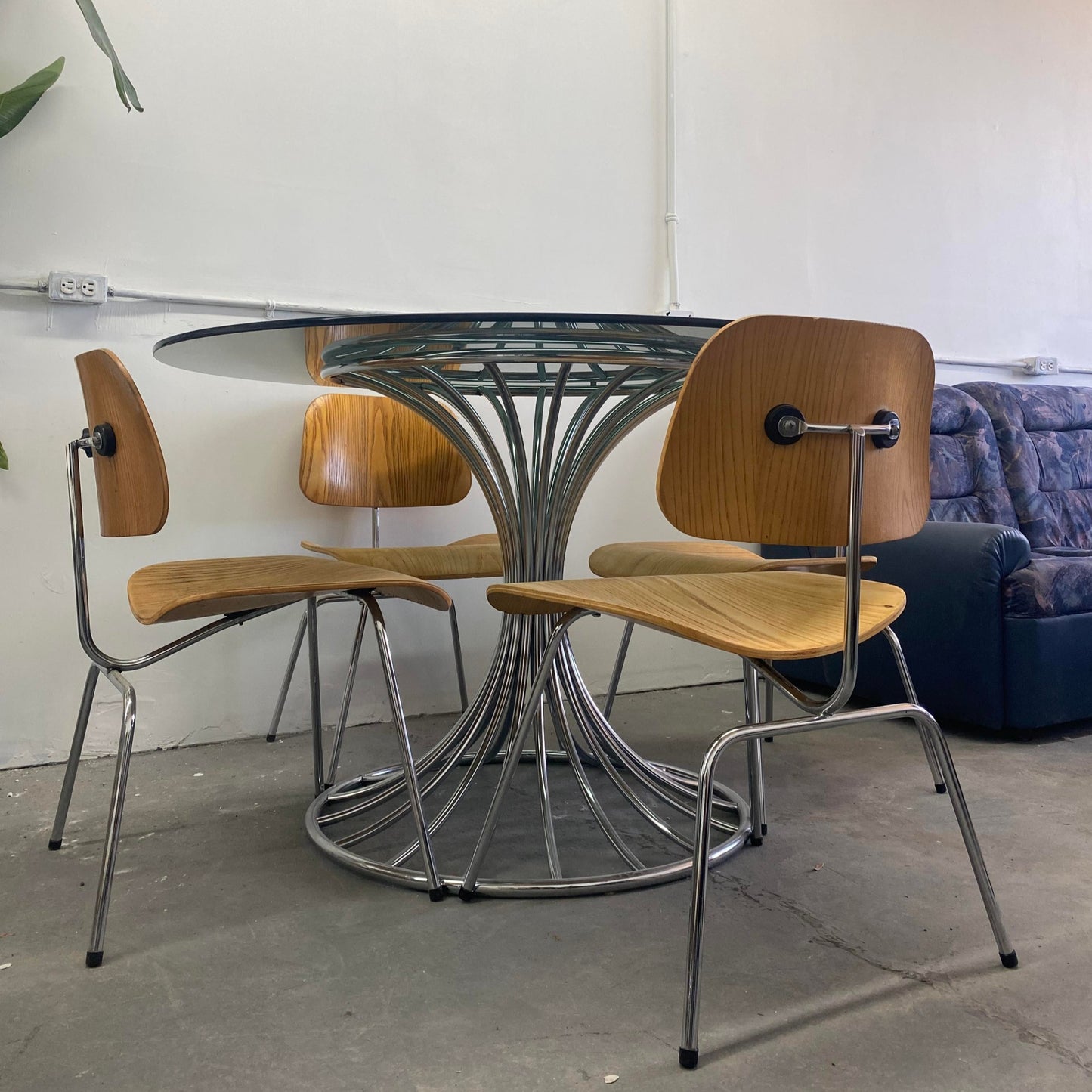 Vintage Chrome Dining Table After Gastone Rinaldi, circa 1970
